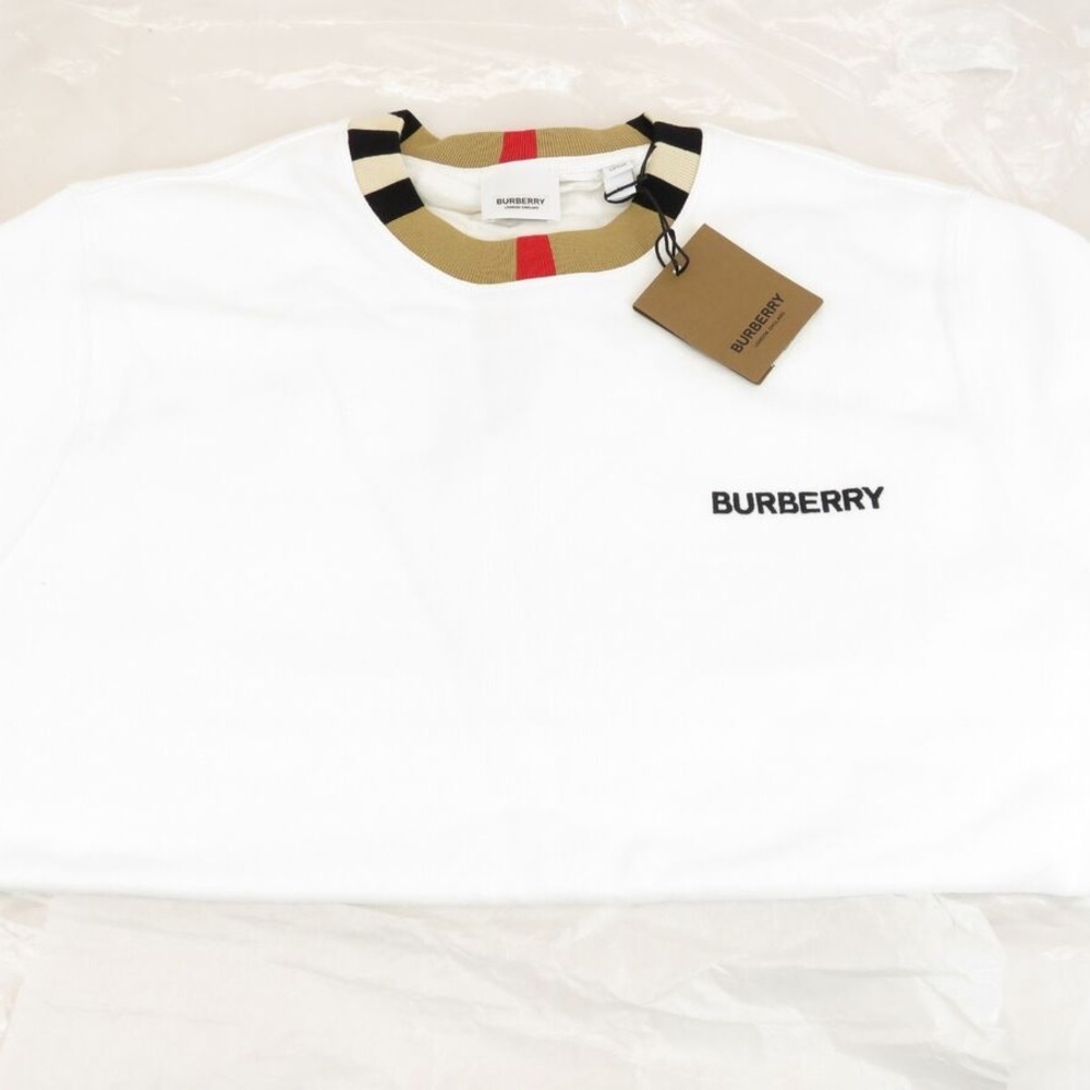 BURBERRY White Long Sleeve Shirt with Check Collar
